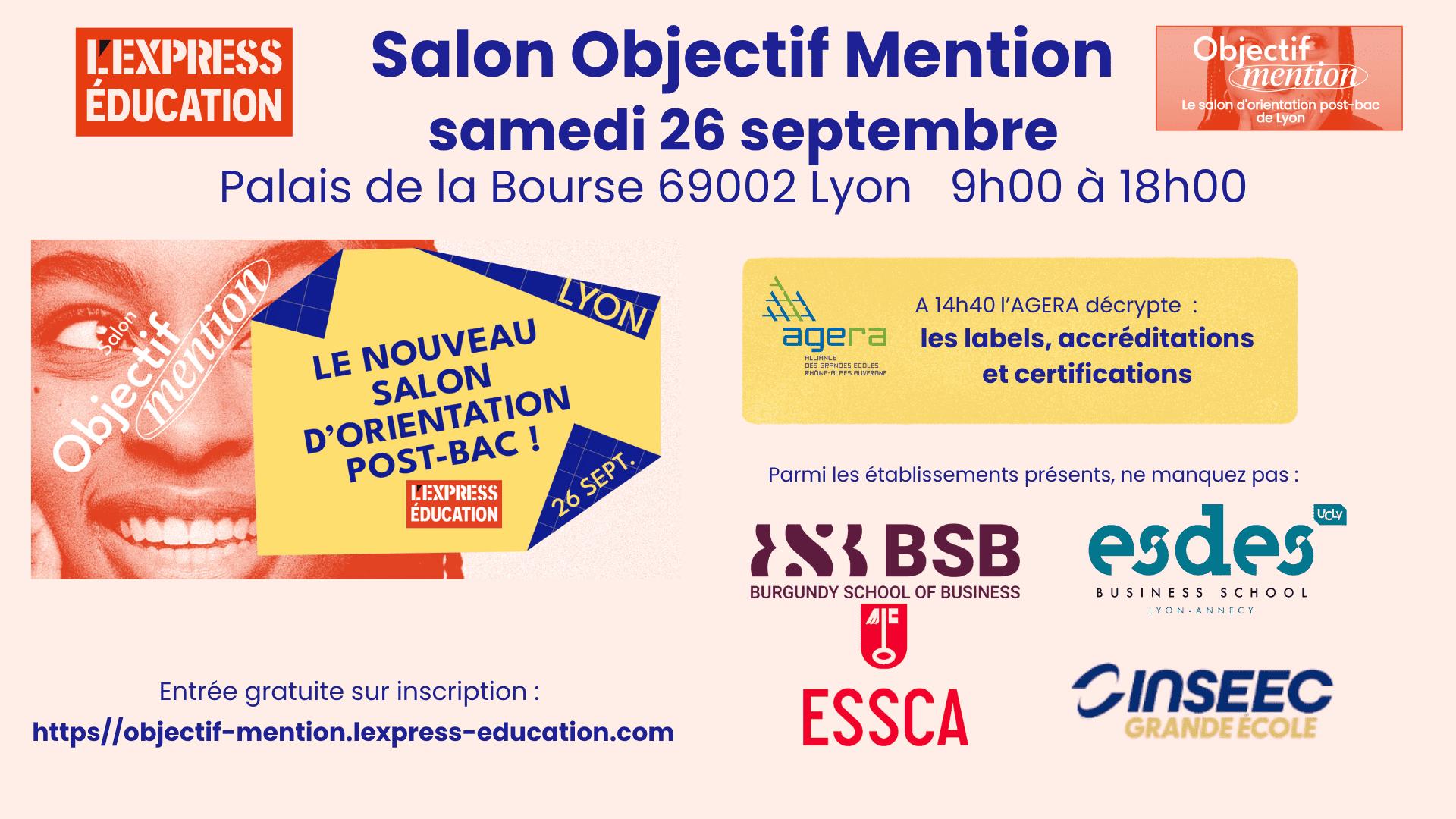 Lancement de la saison des salons de l&rsquo;orientation avec le salon Objectif Mention – 26 septembre 2026 à Lyon